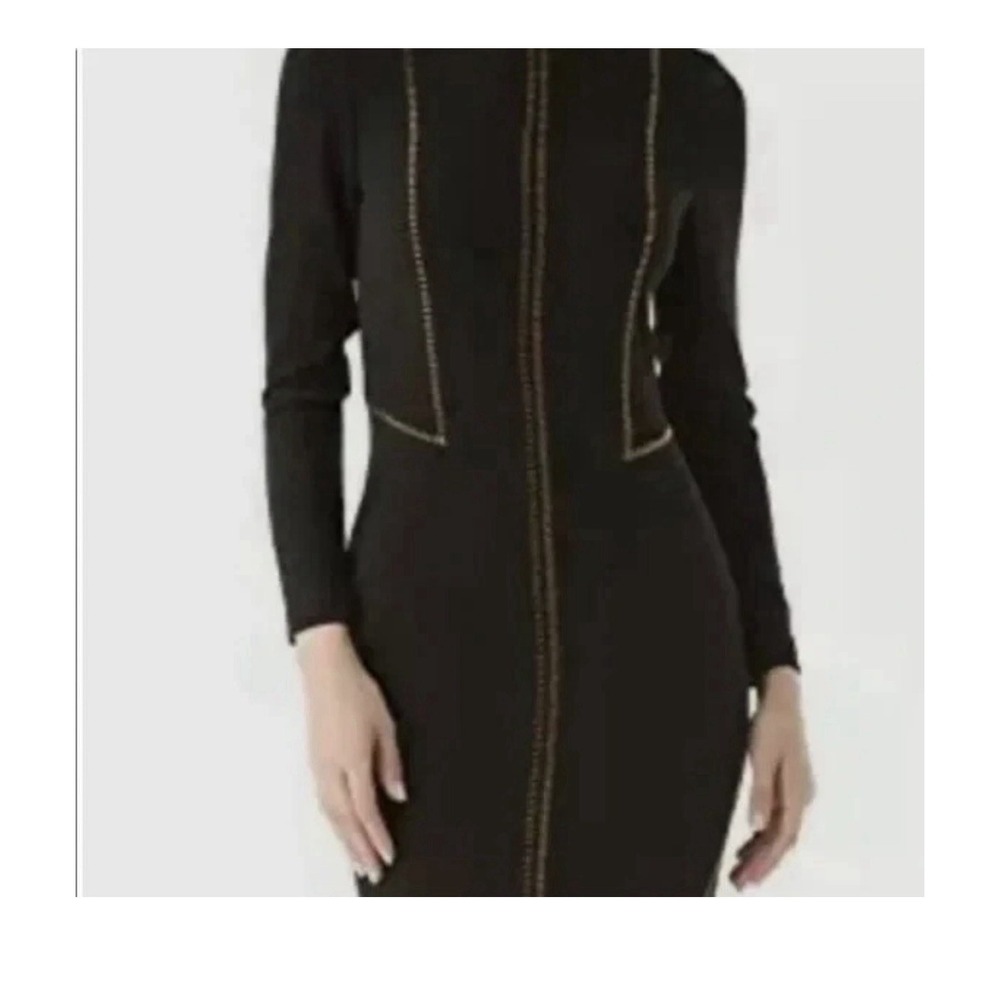 Rag & Bone Raj Women Black Sheath Dress Long Sleeve Copper Stitch Size 6 $795